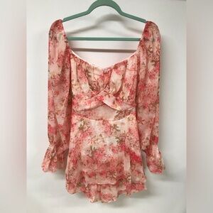 Women v-neck long sleeve floral top casual wear blouse t-shirt top causal